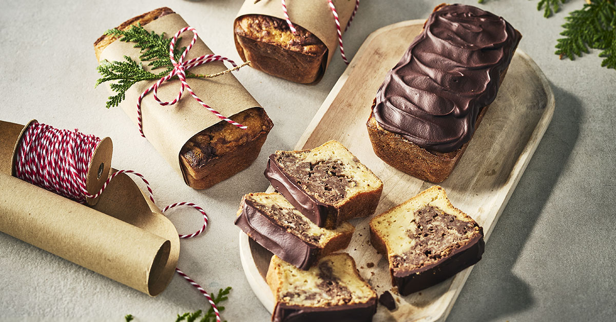 Marbled Yule Log with Candied Nuts | Maple from Canada