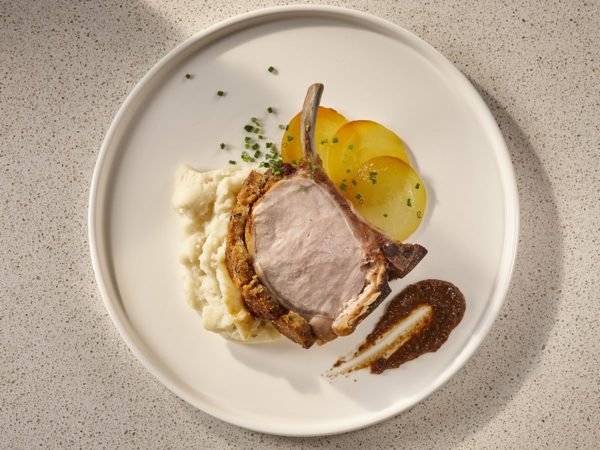 Recipe — Québec Pork Loin in an Old Cheddar and Maple Sugar Crust with a Maple Black Garlic Purée