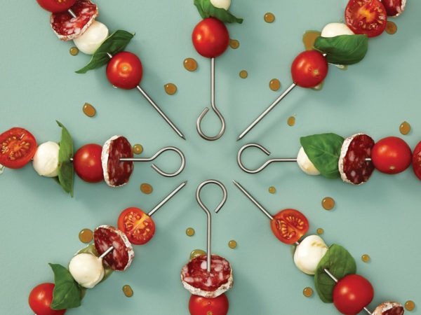 Recipe — Maple Glazed Tomatoes, Bocconcini and Dry Sausage Mini Skewers