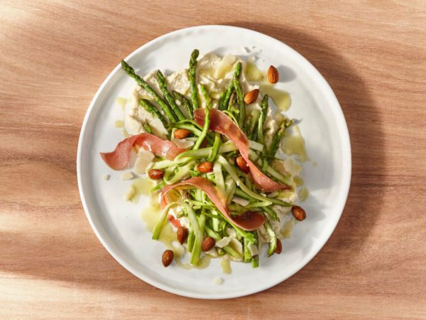 Recipe — Aspargus – Serrano Salad with Almond Cream and Maple-mustard Vinaigrette