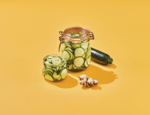 Maple Pickled Zucchini with Curry and Ginger